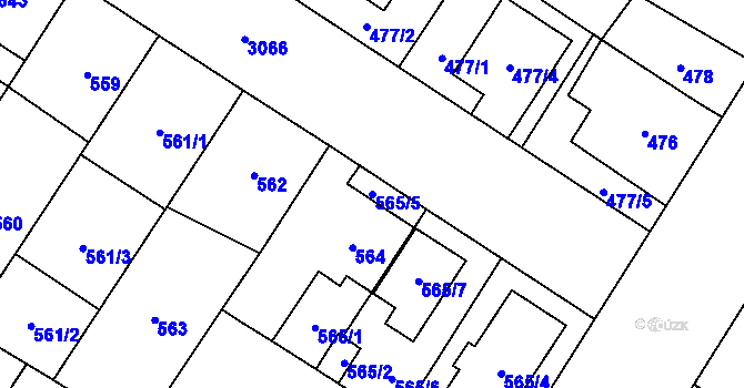 Parcela st. 565/5 v KÚ Bolevec, Katastrální mapa