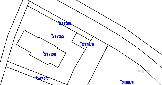 Parcela st. 2172/9 v KÚ Bolevec, Katastrální mapa