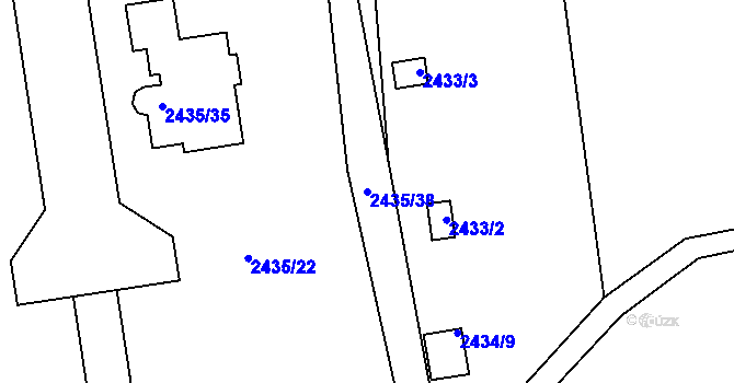 Parcela st. 2435/38 v KÚ Bolevec, Katastrální mapa