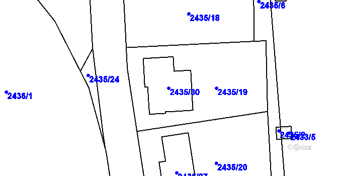 Parcela st. 2435/30 v KÚ Bolevec, Katastrální mapa