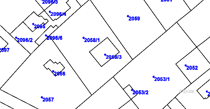 Parcela st. 2058/3 v KÚ Bolevec, Katastrální mapa