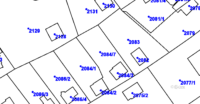 Parcela st. 2084/7 v KÚ Bolevec, Katastrální mapa