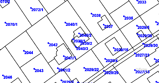 Parcela st. 2039/2 v KÚ Bolevec, Katastrální mapa