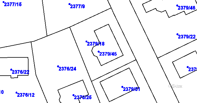 Parcela st. 2379/45 v KÚ Bolevec, Katastrální mapa