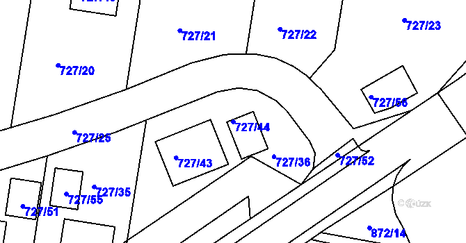 Parcela st. 727/44 v KÚ Božkov, Katastrální mapa