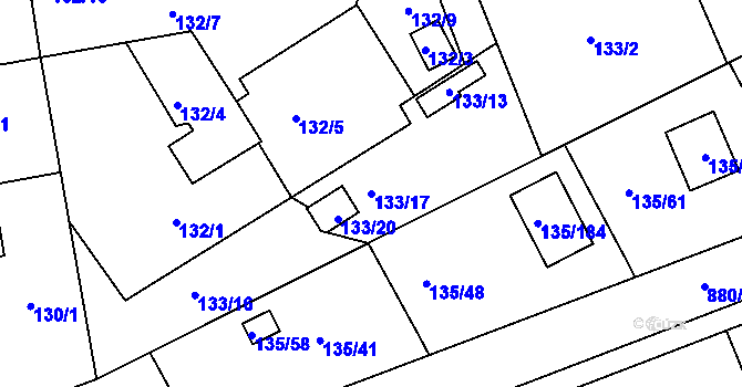 Parcela st. 133/17 v KÚ Božkov, Katastrální mapa
