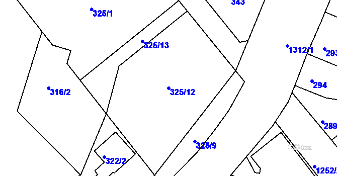 Parcela st. 325/12 v KÚ Božkov, Katastrální mapa