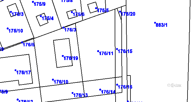 Parcela st. 176/11 v KÚ Božkov, Katastrální mapa
