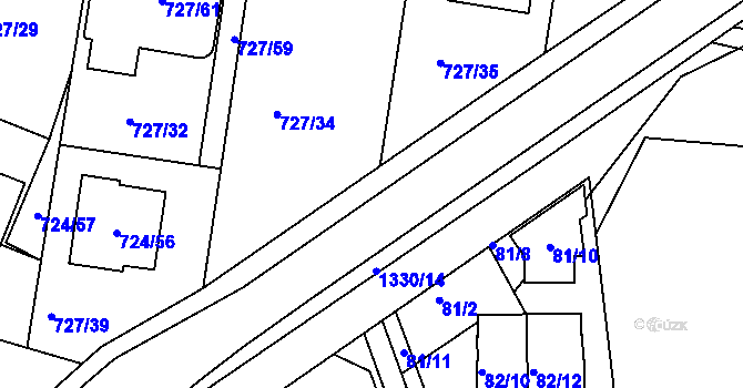 Parcela st. 1330/15 v KÚ Božkov, Katastrální mapa