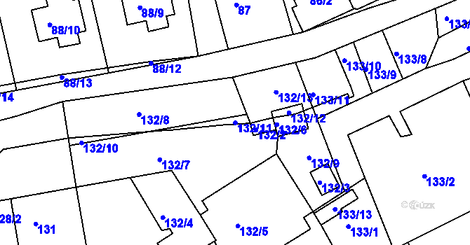 Parcela st. 132/11 v KÚ Božkov, Katastrální mapa