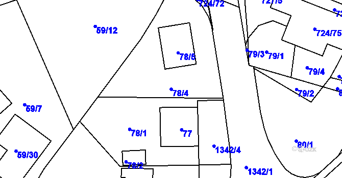 Parcela st. 78/4 v KÚ Božkov, Katastrální mapa
