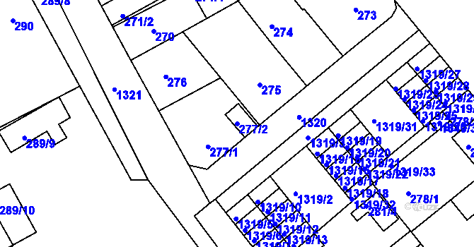 Parcela st. 277/2 v KÚ Božkov, Katastrální mapa