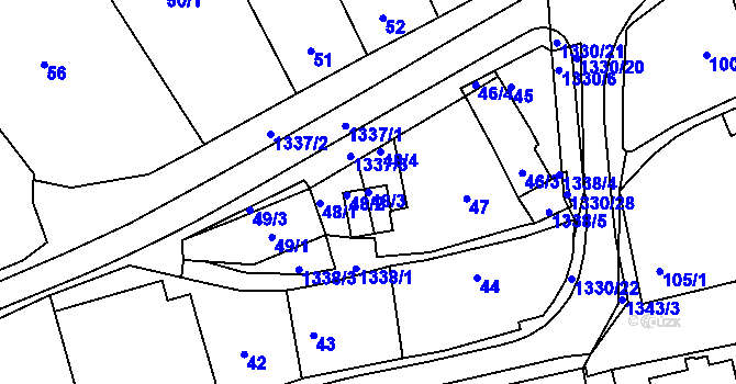 Parcela st. 48/3 v KÚ Božkov, Katastrální mapa