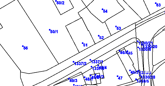 Parcela st. 51 v KÚ Božkov, Katastrální mapa