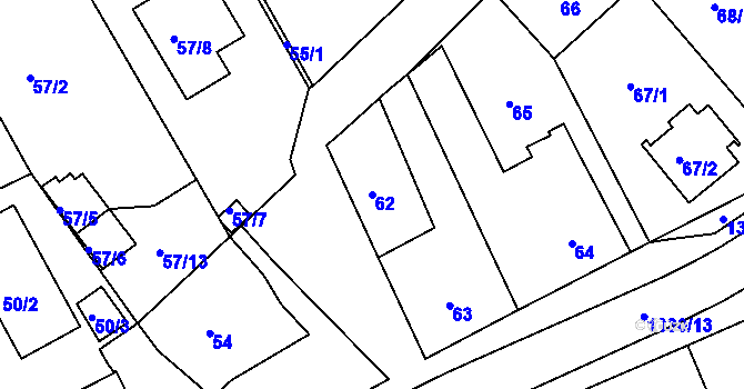 Parcela st. 62 v KÚ Božkov, Katastrální mapa