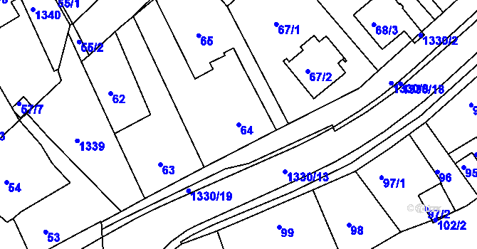 Parcela st. 64 v KÚ Božkov, Katastrální mapa