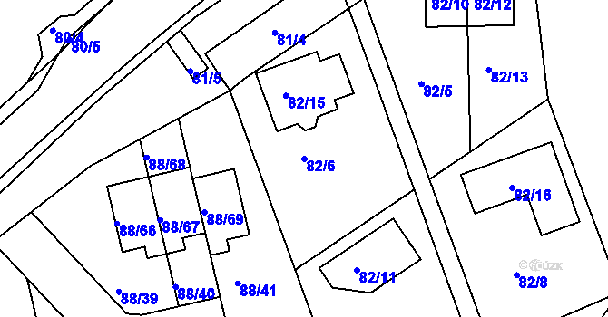 Parcela st. 82/6 v KÚ Božkov, Katastrální mapa