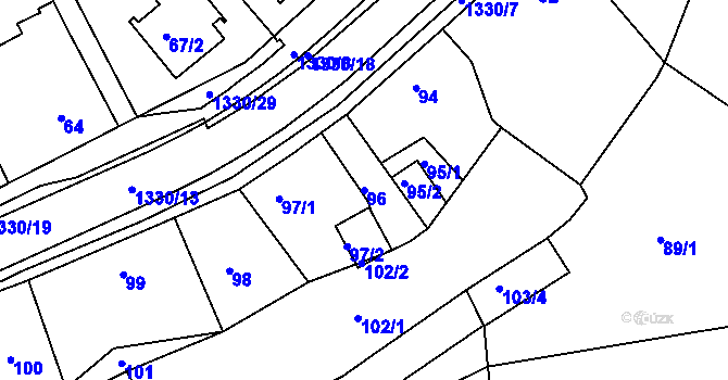 Parcela st. 96 v KÚ Božkov, Katastrální mapa
