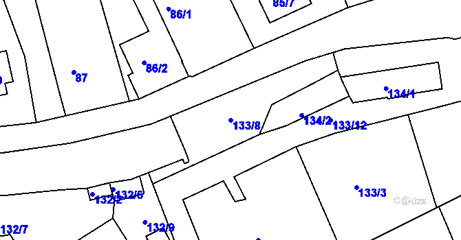 Parcela st. 133/8 v KÚ Božkov, Katastrální mapa