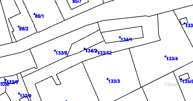 Parcela st. 133/12 v KÚ Božkov, Katastrální mapa