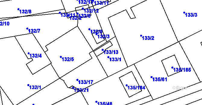Parcela st. 133/13 v KÚ Božkov, Katastrální mapa