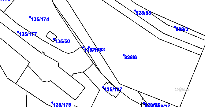 Parcela st. 135/7 v KÚ Božkov, Katastrální mapa