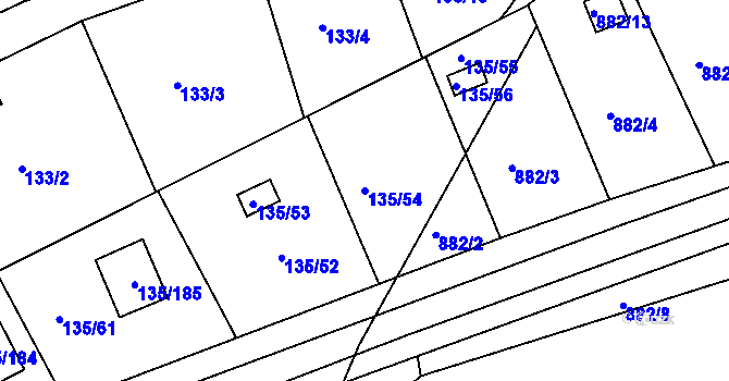 Parcela st. 135/54 v KÚ Božkov, Katastrální mapa