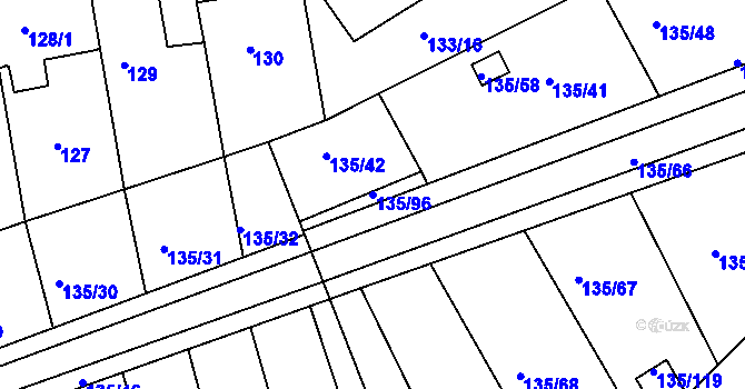 Parcela st. 135/96 v KÚ Božkov, Katastrální mapa