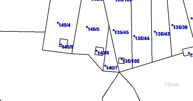 Parcela st. 140/6 v KÚ Božkov, Katastrální mapa