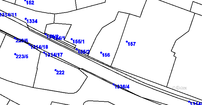 Parcela st. 156 v KÚ Božkov, Katastrální mapa