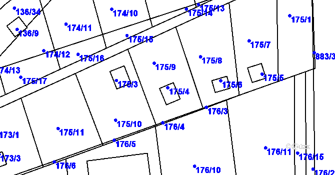 Parcela st. 175/4 v KÚ Božkov, Katastrální mapa