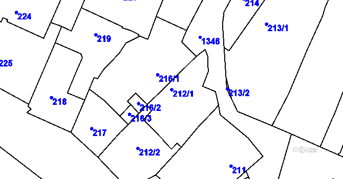 Parcela st. 212/1 v KÚ Božkov, Katastrální mapa