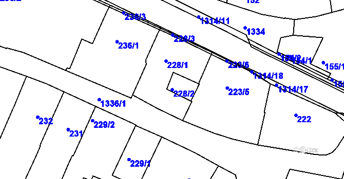 Parcela st. 228/2 v KÚ Božkov, Katastrální mapa