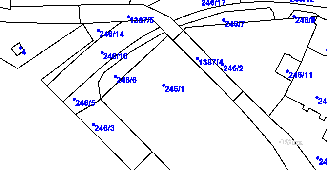 Parcela st. 246/1 v KÚ Božkov, Katastrální mapa