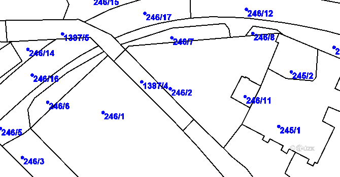 Parcela st. 246/2 v KÚ Božkov, Katastrální mapa