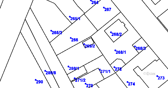 Parcela st. 269/2 v KÚ Božkov, Katastrální mapa