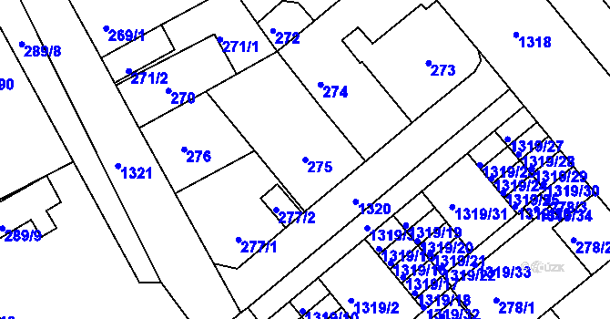 Parcela st. 275 v KÚ Božkov, Katastrální mapa