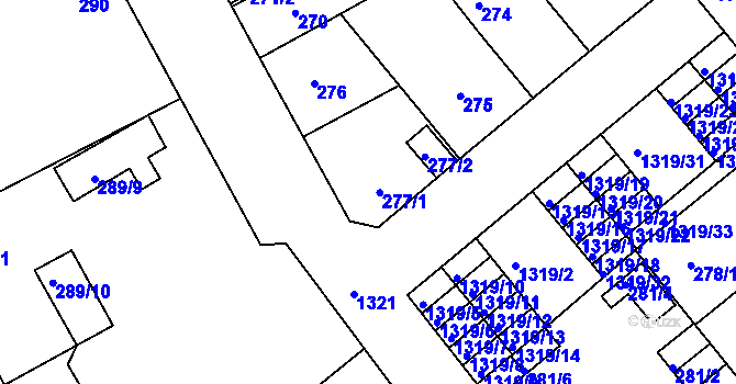 Parcela st. 277 v KÚ Božkov, Katastrální mapa