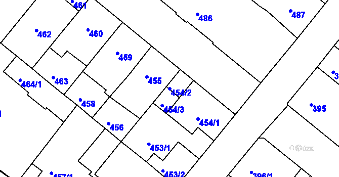 Parcela st. 454/2 v KÚ Božkov, Katastrální mapa