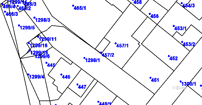 Parcela st. 457/2 v KÚ Božkov, Katastrální mapa