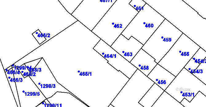 Parcela st. 464/1 v KÚ Božkov, Katastrální mapa