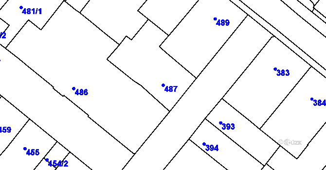 Parcela st. 487 v KÚ Božkov, Katastrální mapa