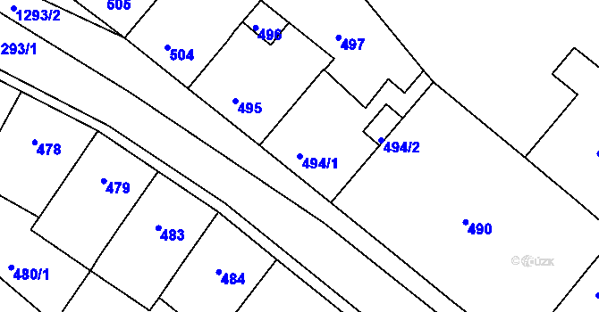Parcela st. 494/1 v KÚ Božkov, Katastrální mapa