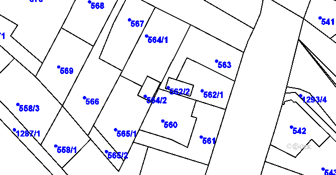 Parcela st. 562/2 v KÚ Božkov, Katastrální mapa