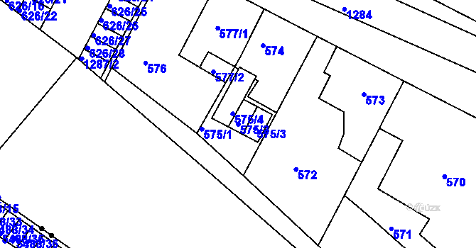Parcela st. 575/2 v KÚ Božkov, Katastrální mapa