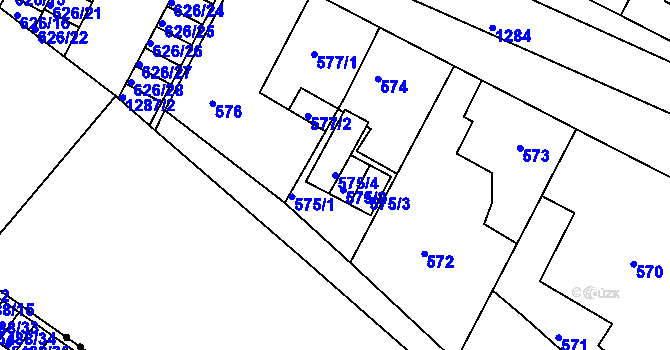 Parcela st. 575/4 v KÚ Božkov, Katastrální mapa