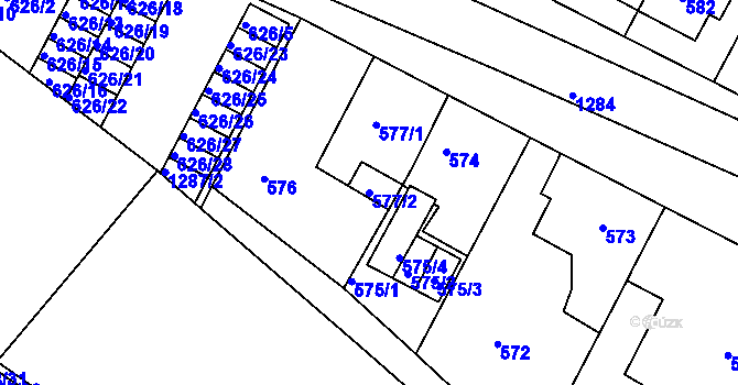 Parcela st. 577/2 v KÚ Božkov, Katastrální mapa