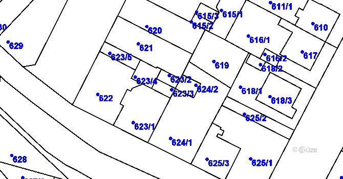 Parcela st. 623/3 v KÚ Božkov, Katastrální mapa