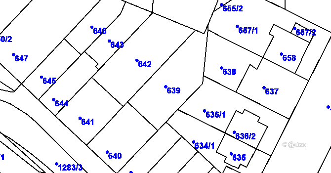 Parcela st. 639 v KÚ Božkov, Katastrální mapa