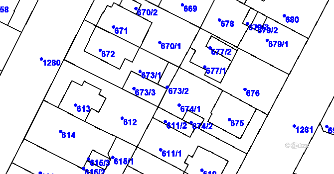 Parcela st. 673/2 v KÚ Božkov, Katastrální mapa